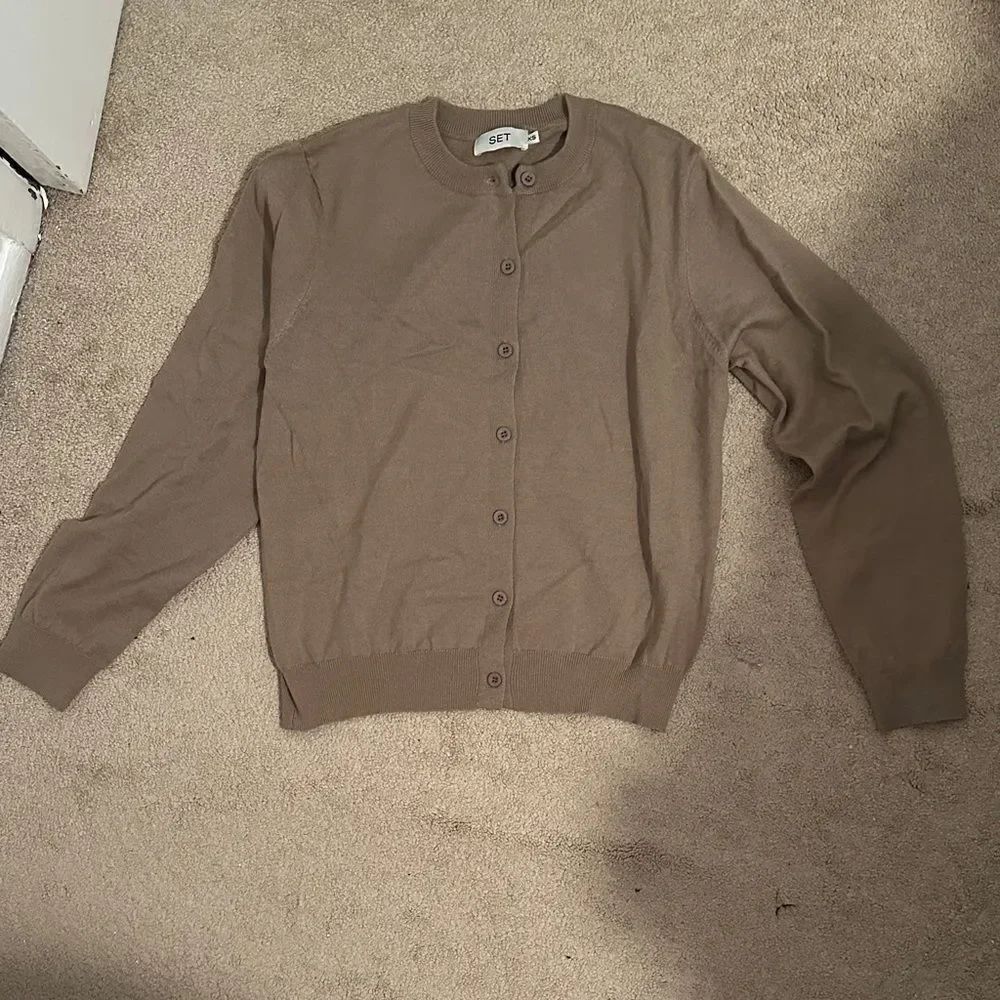 Set active tan cardigan XS